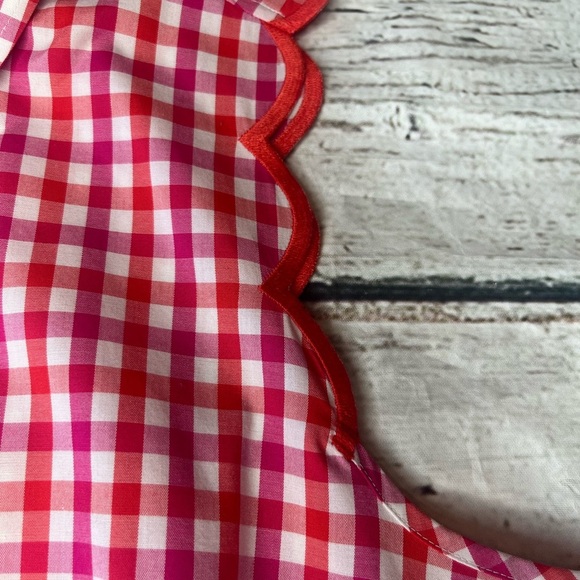 Talbots No-Iron Scalloped Edge Gingham Sleeveless Blouse Size 10 - Picture 3 of 7